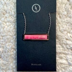 Lucy Lu "FAITH" Silver/Enamel Bar Necklace
